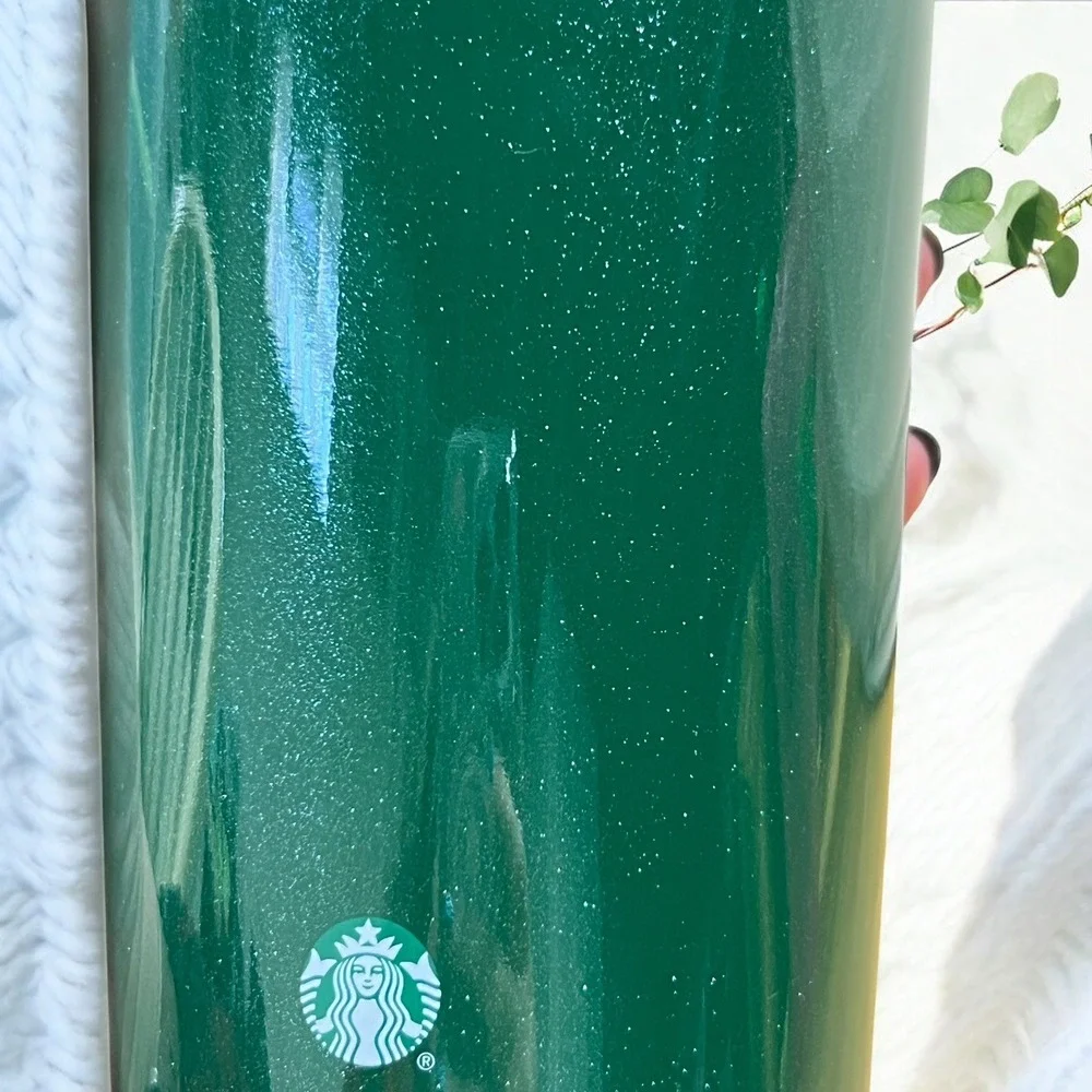 Starbucks 2024 Holiday Green Pink Metallic Tumbler‎ 24 oz Tumbler NWT Glitter